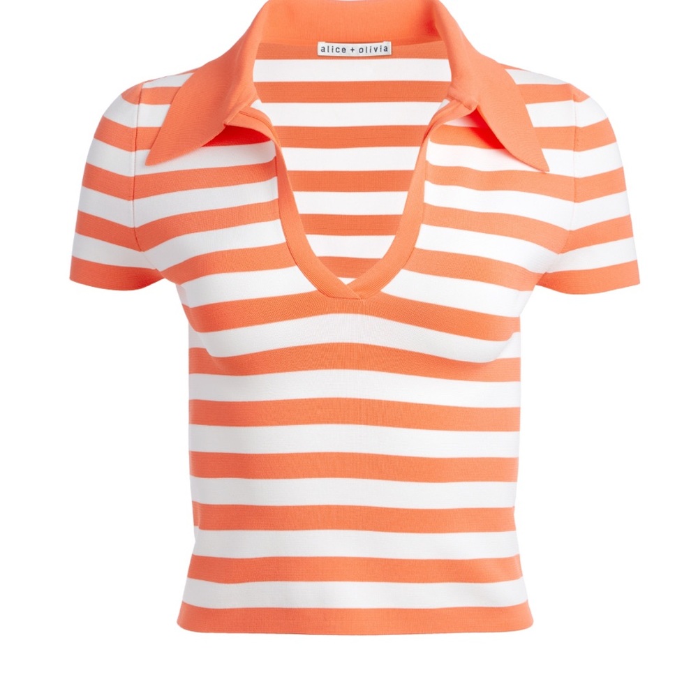 Alice + Olivia Orange Striped Women's Top